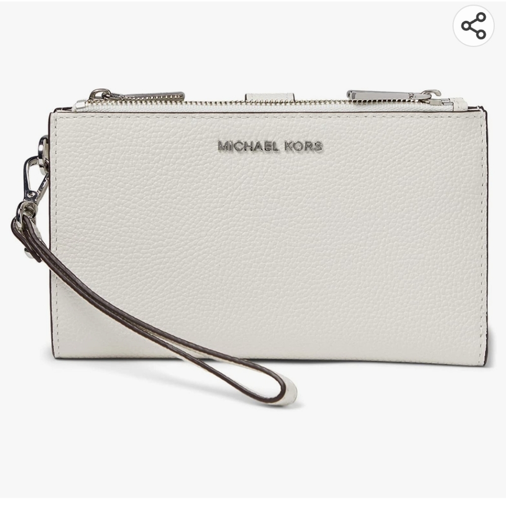 Michael Kors Jet Set Double Zip Wristlet Leather Optic White